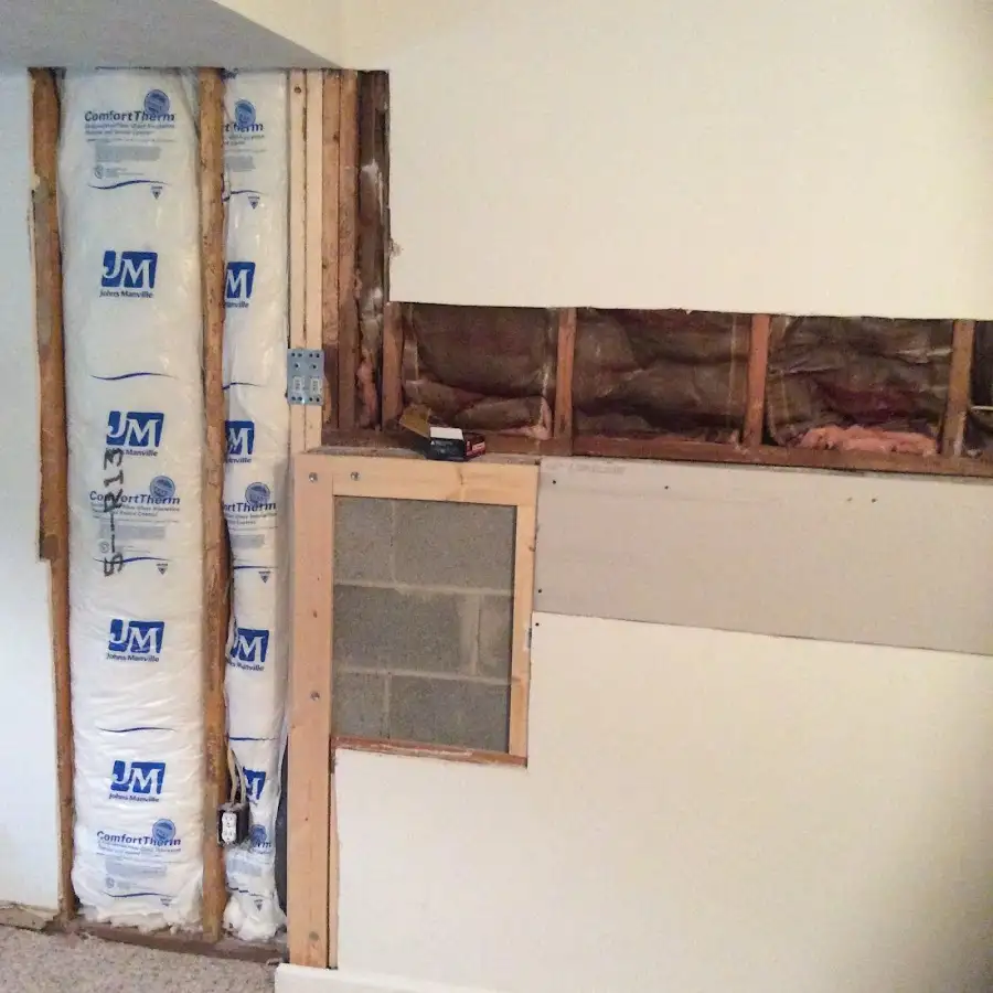Wall insulation replacement during Basement Flood Cleanup in Boston